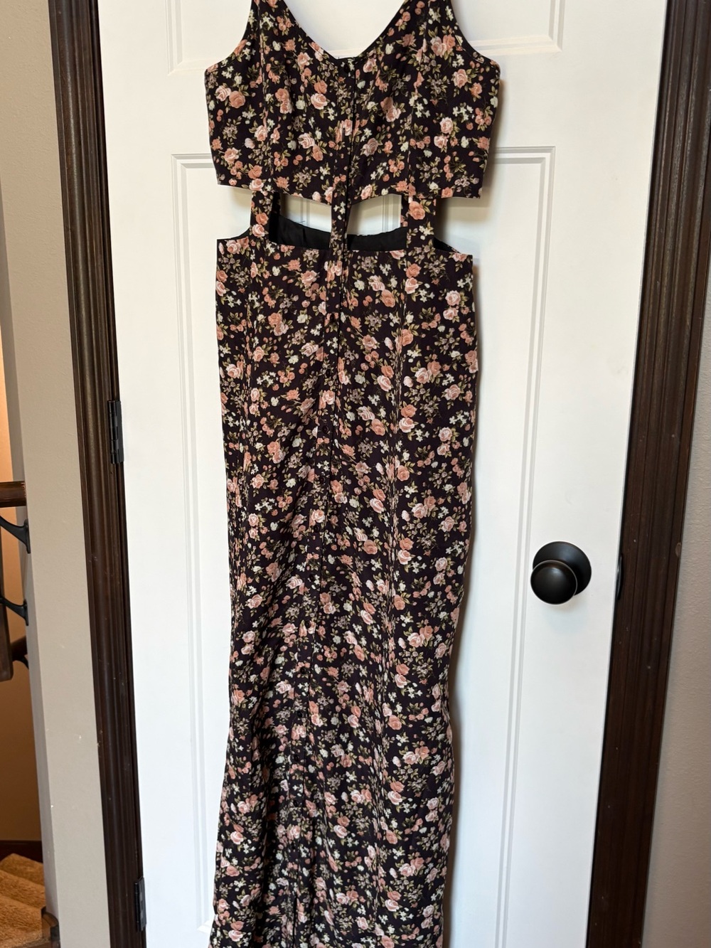 Urban Outfitters Pins & Needles Black Floral Cutout Maxi Dress sz 6 - Picture 4 of 11